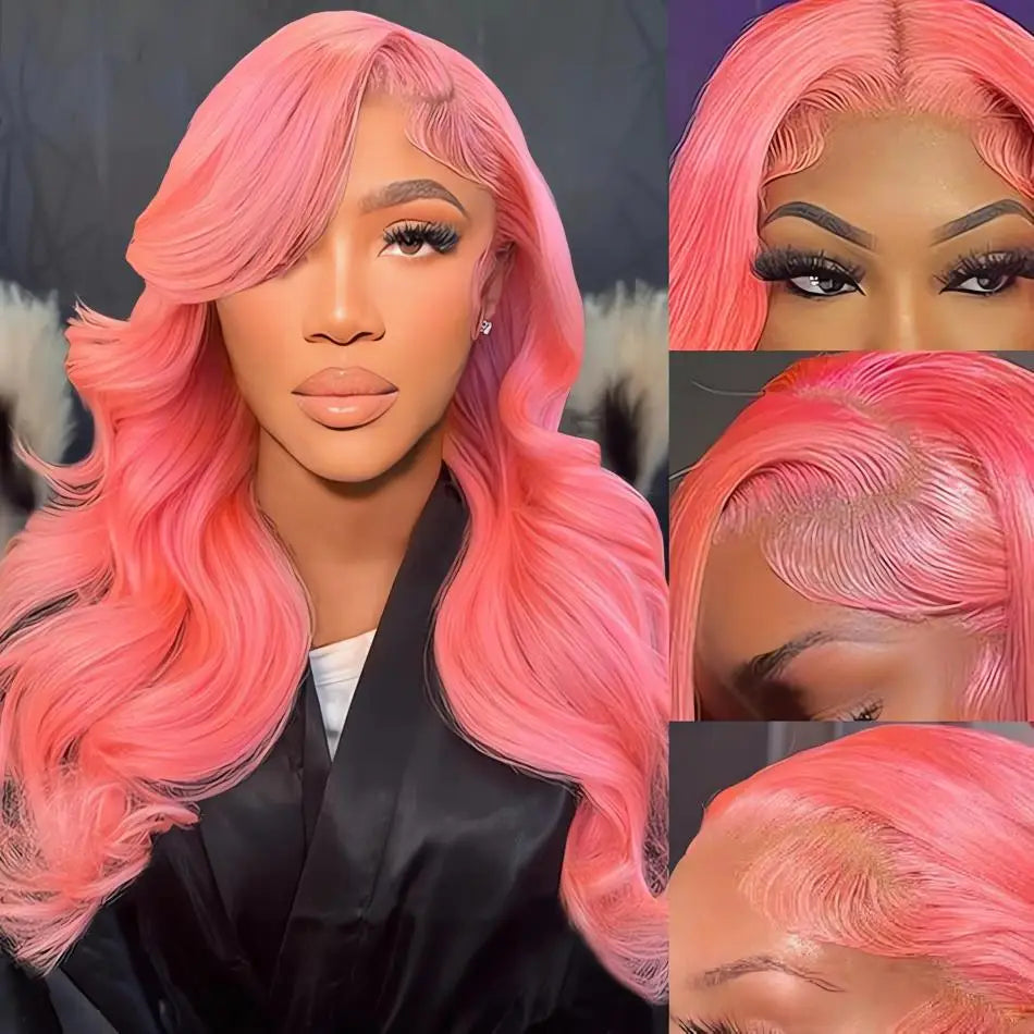 30 40 inch Pink hd lace frontal wig 13x6 human hair Brazilian Colored body wave Frontal Wigs 13x4 For Women choice wigs on clear