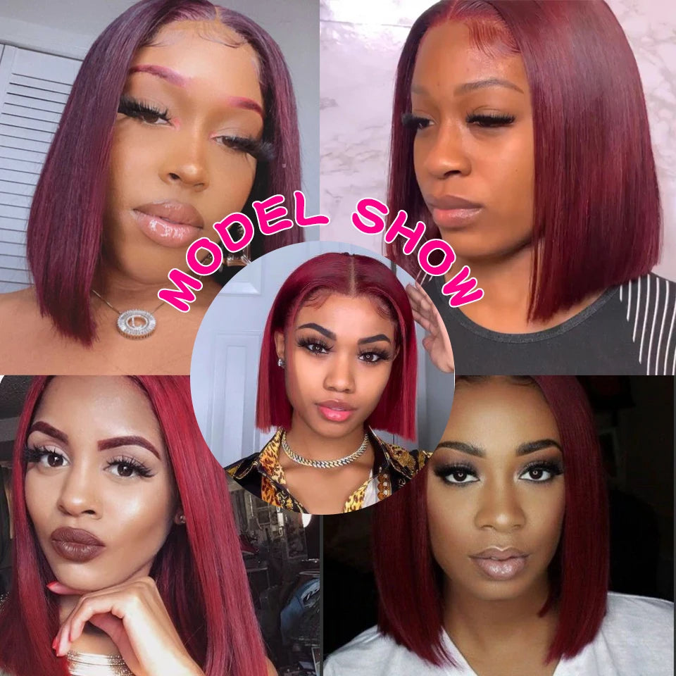 13x4 Nave Blue Bob Wig Colored Lace Front Human Hair Wigs Short Bob Wig Dark Blue Bone Straight Lace Frontal Wig 100% Human Hair