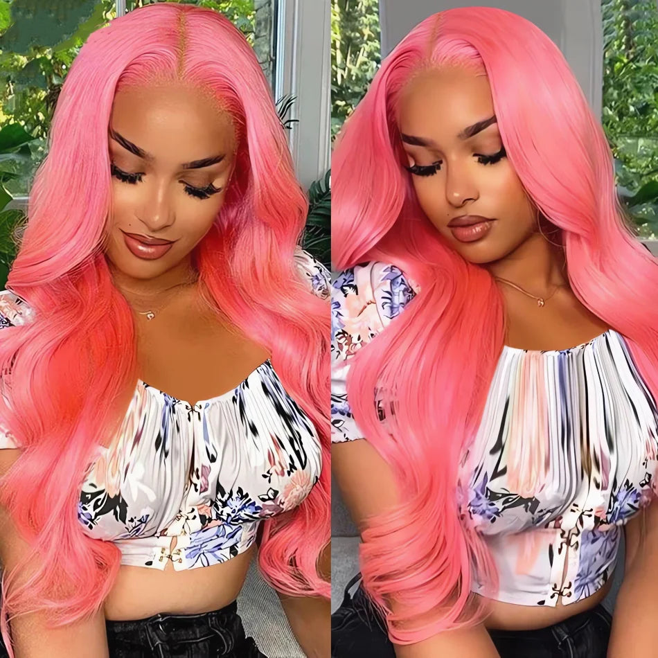 30 40 inch Pink hd lace frontal wig 13x6 human hair Brazilian Colored body wave Frontal Wigs 13x4 For Women choice wigs on clear