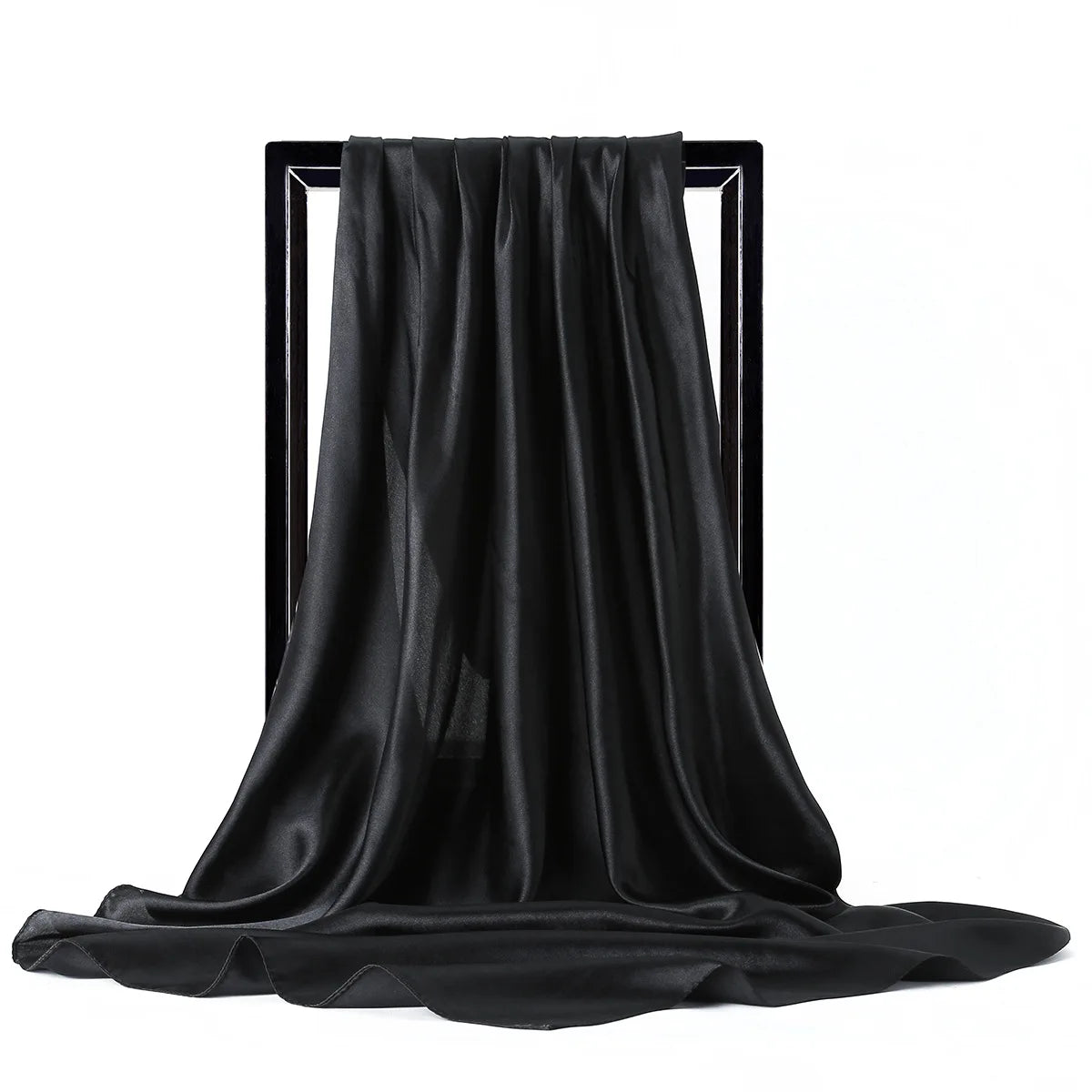 Luxury Brand Silk Scarf, Satin Solid color Hijab Scarves Muslim Pareo Bandana Female Shawl Wrap Headband Foulard 90*90cm