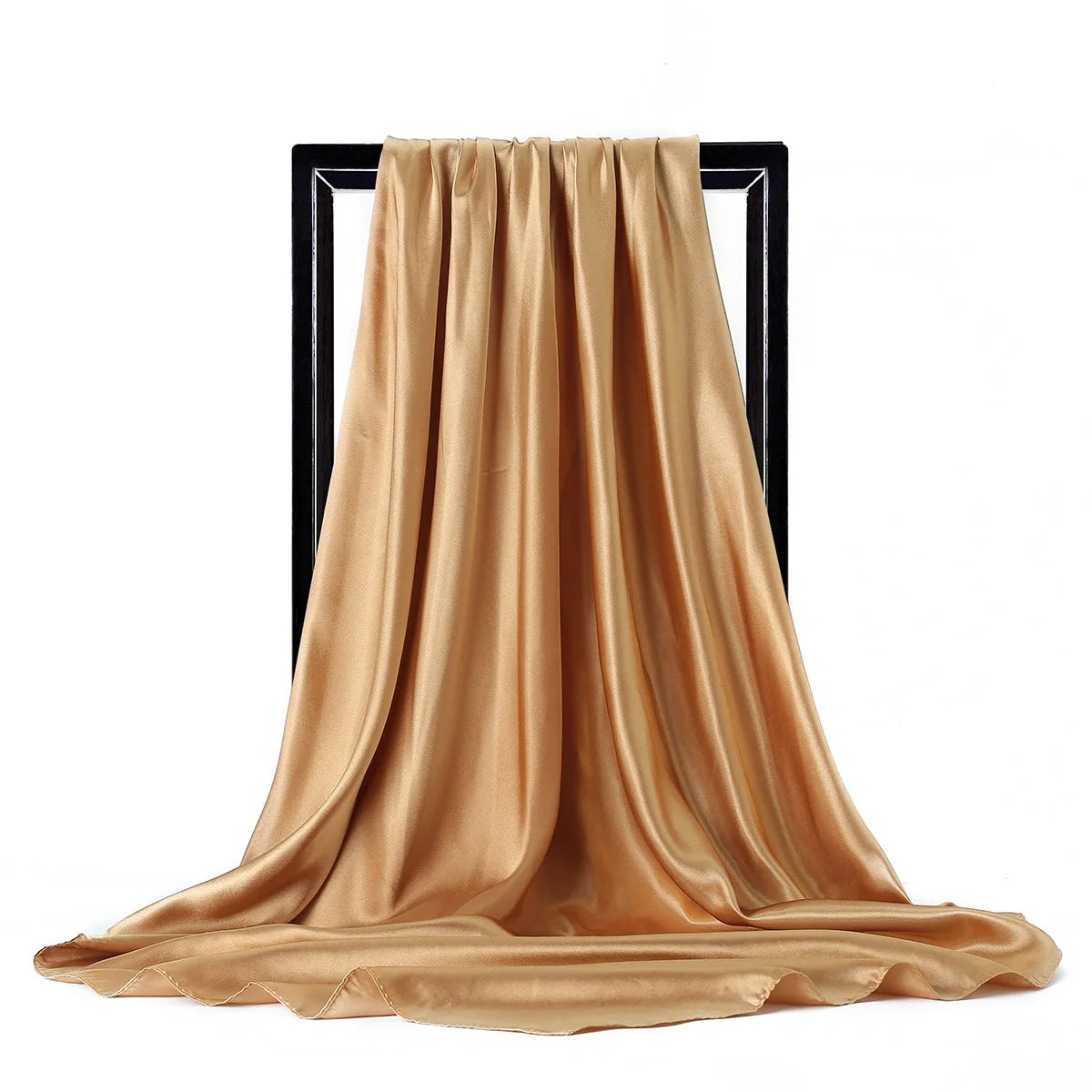 Luxury Brand Silk Scarf, Satin Solid color Hijab Scarves Muslim Pareo Bandana Female Shawl Wrap Headband Foulard 90*90cm