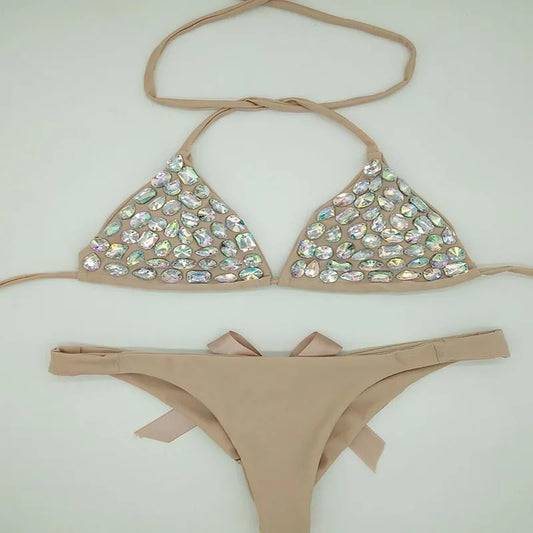 2020 venus vacation new bandage bikini set diamond rhinestone swimwear push up swimsuit biquini sexy women beachwear