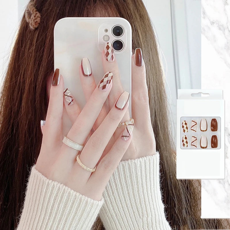24pcs Aurora Stiletto False Nail Tips Glitter Gradient Color Fake Nails Wearable Full Cover Pointed Head Acrylic Nail Tips