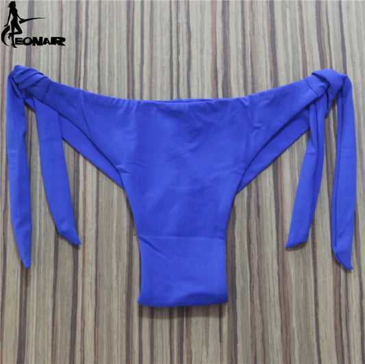Sexy Solid Thong Bikini Brazilian Cut Swimwear Women Bottom Adjustable Briefs Swimsuit Panties Underwear Thong Bathing Suit