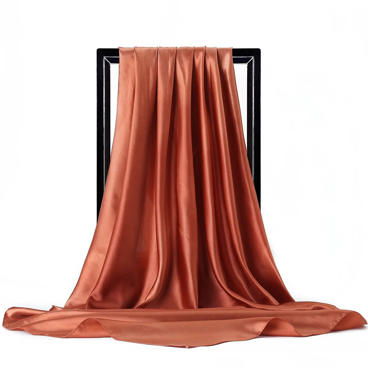 Luxury Brand Silk Scarf, Satin Solid color Hijab Scarves Muslim Pareo Bandana Female Shawl Wrap Headband Foulard 90*90cm