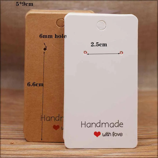 50pcPaper earrring Handmade style earring card 5x5cm/3x3cm /5x9cm /5x6.5cm /5x7cm brown /white DIY Jewelry package card