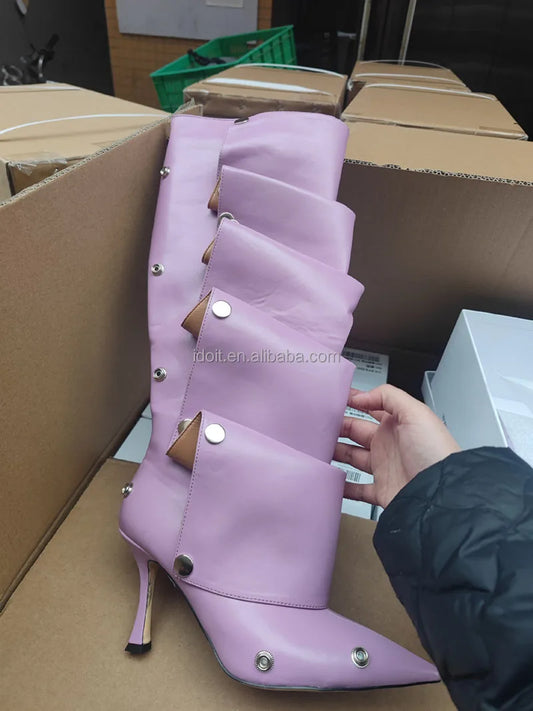 New Color Pointed Toe Buckle Stiletto Removable Boots Transformer Over the Knee Boots Thigh High Women Designer Boots