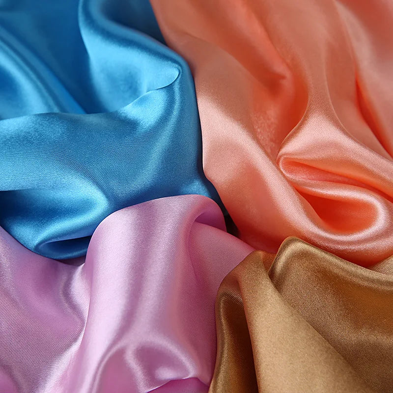Luxury Brand Silk Scarf, Satin Solid color Hijab Scarves Muslim Pareo Bandana Female Shawl Wrap Headband Foulard 90*90cm