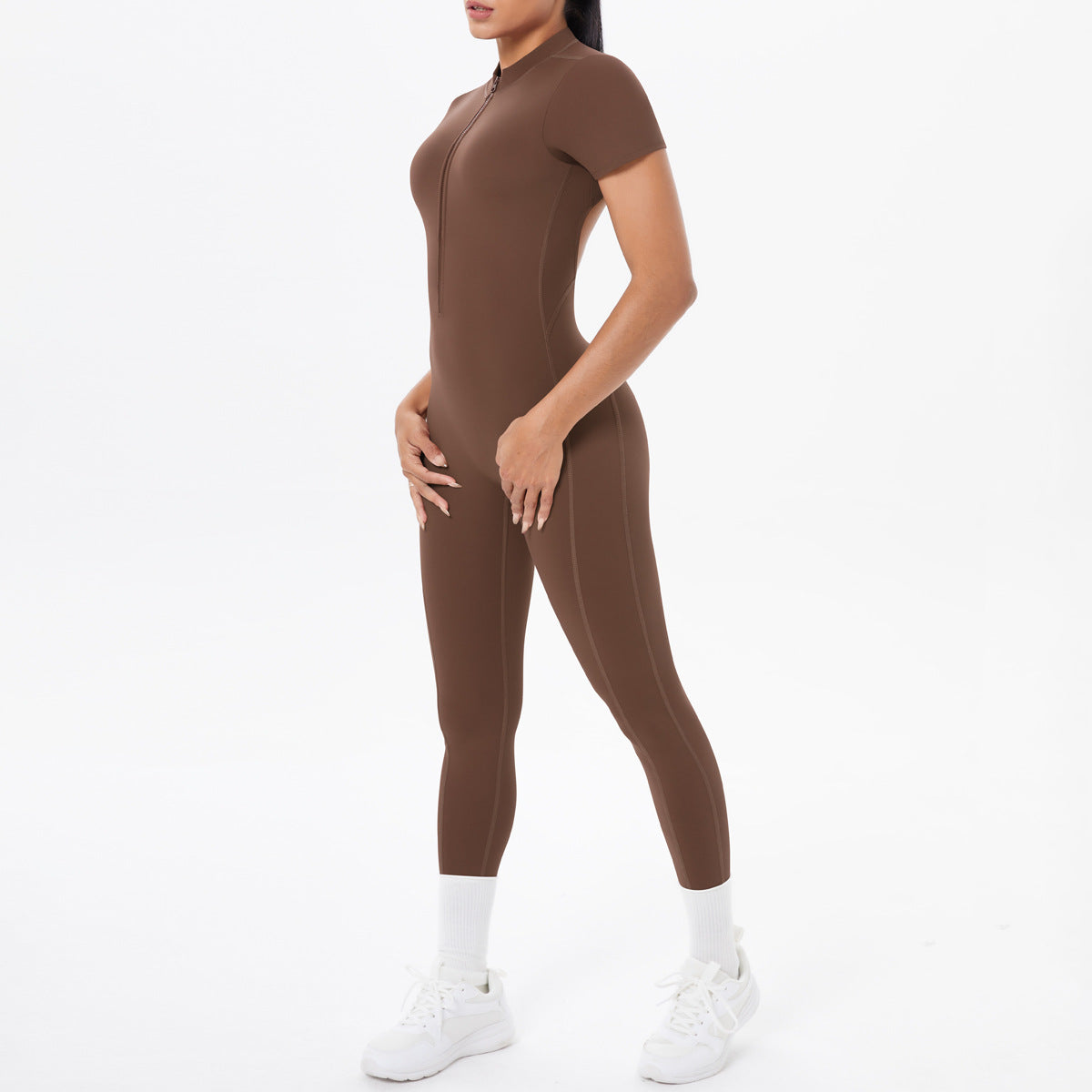 Sexy Backless Bodycon Scrunch Jumpsuit Raises Butt Women Dance Fitness Overalls Push Up With Chest Cushion Yoga Sport Jump Suit