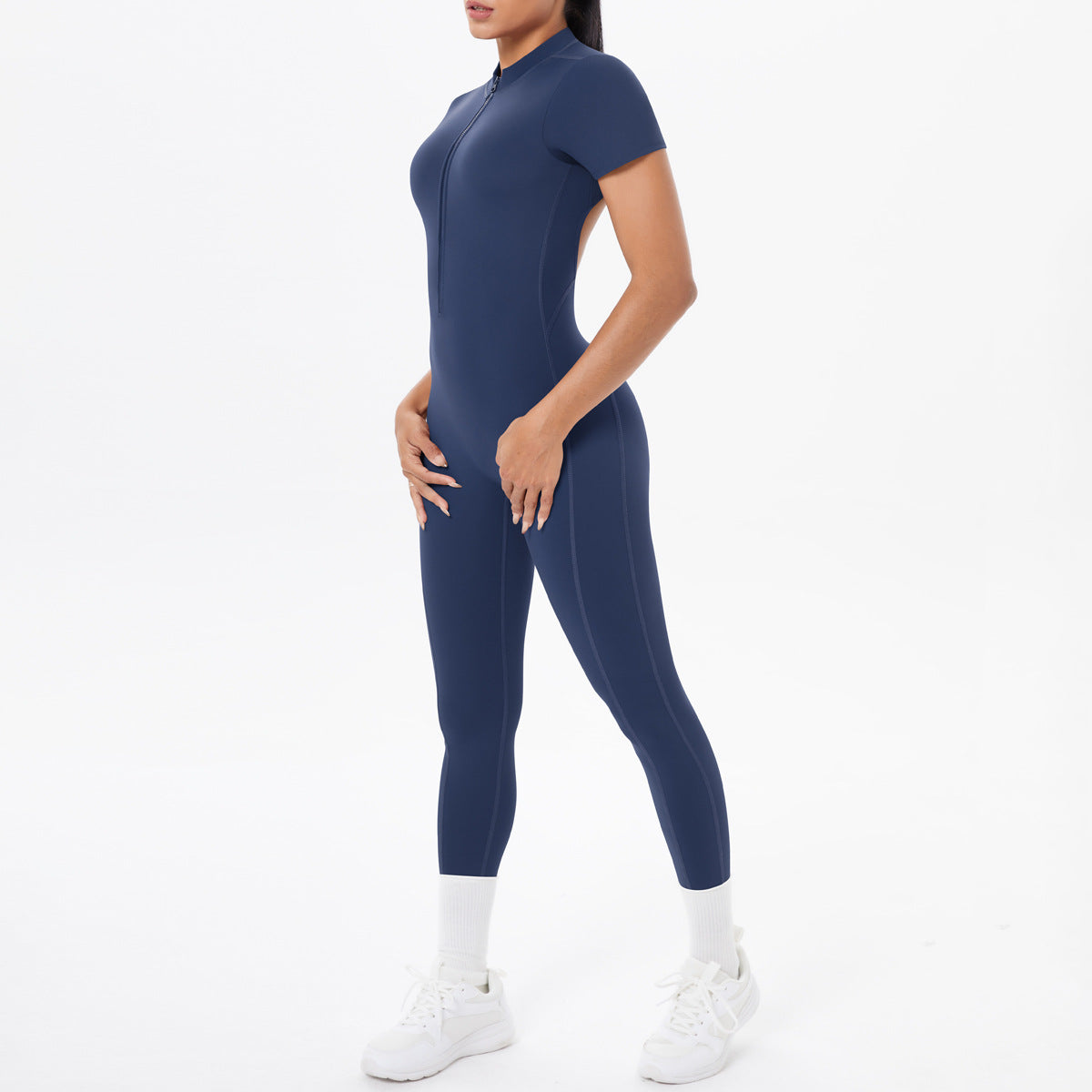 Sexy Backless Bodycon Scrunch Jumpsuit Raises Butt Women Dance Fitness Overalls Push Up With Chest Cushion Yoga Sport Jump Suit