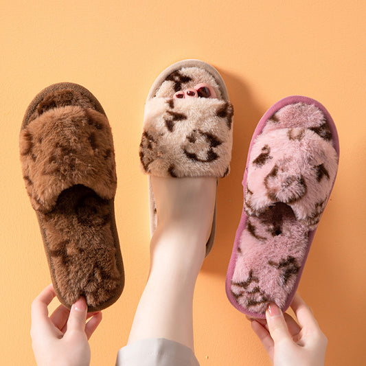 Women's Faux-Fur Open-Toe Slippers