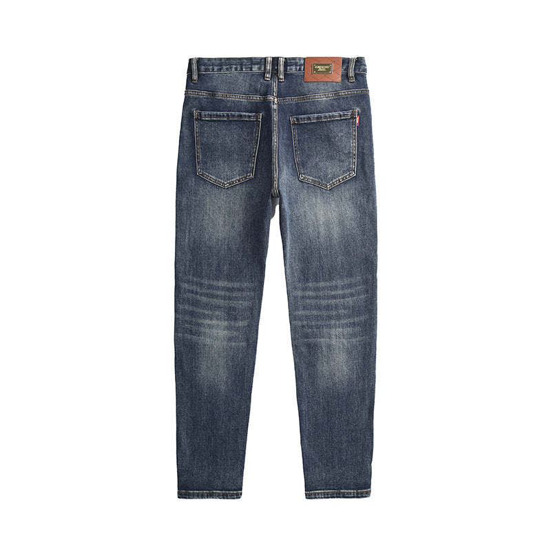 New Autumn and Winter Men's Denim Fashion Trendy Brand Casual Stretch Nostalgic Weiha Small Straight Jeans for Young Men