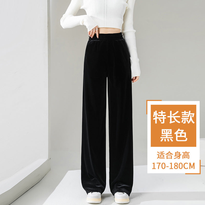 Factory a generation of gold velvet wide leg pants women fall/winter high waist sagging slim loose casual fleece-lined velvet pants