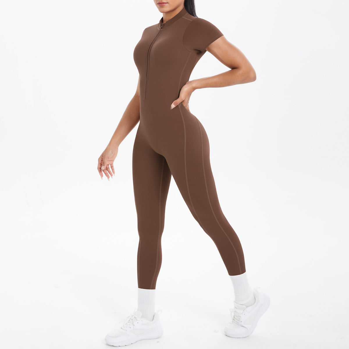 Sexy Backless Bodycon Scrunch Jumpsuit Raises Butt Women Dance Fitness Overalls Push Up With Chest Cushion Yoga Sport Jump Suit