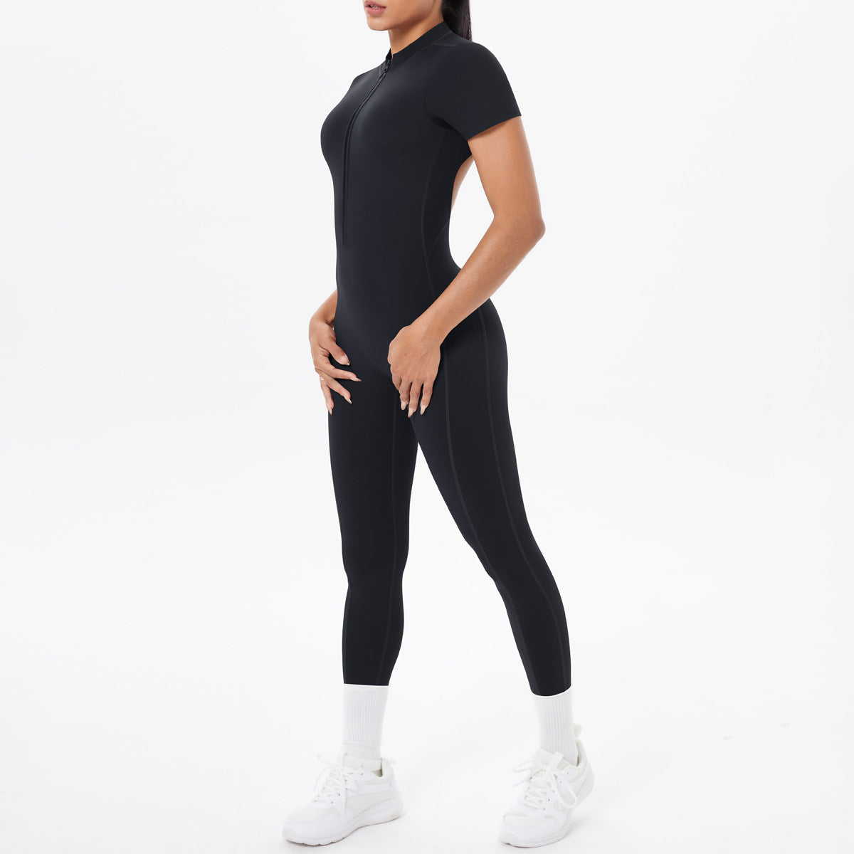 Sexy Backless Bodycon Scrunch Jumpsuit Raises Butt Women Dance Fitness Overalls Push Up With Chest Cushion Yoga Sport Jump Suit