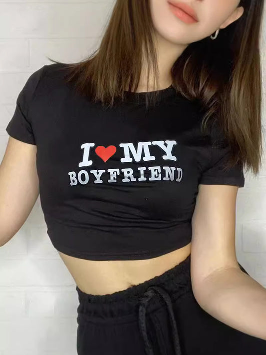 Women's Herringbone Letter Graphic T-Shirt