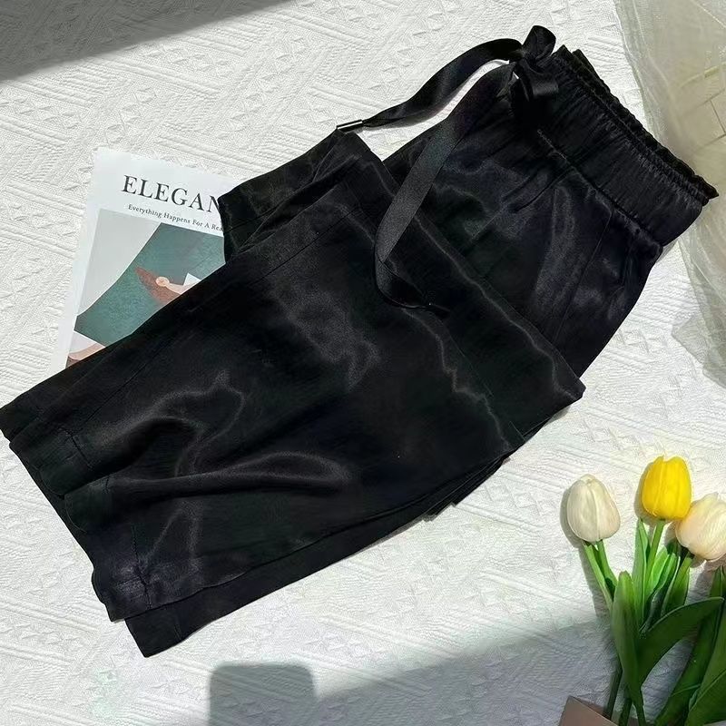Purple Ice Silk Satin Wide Leg Pants Women's Summer 2025 New High-grade Dape Straight Loose Casual Pants