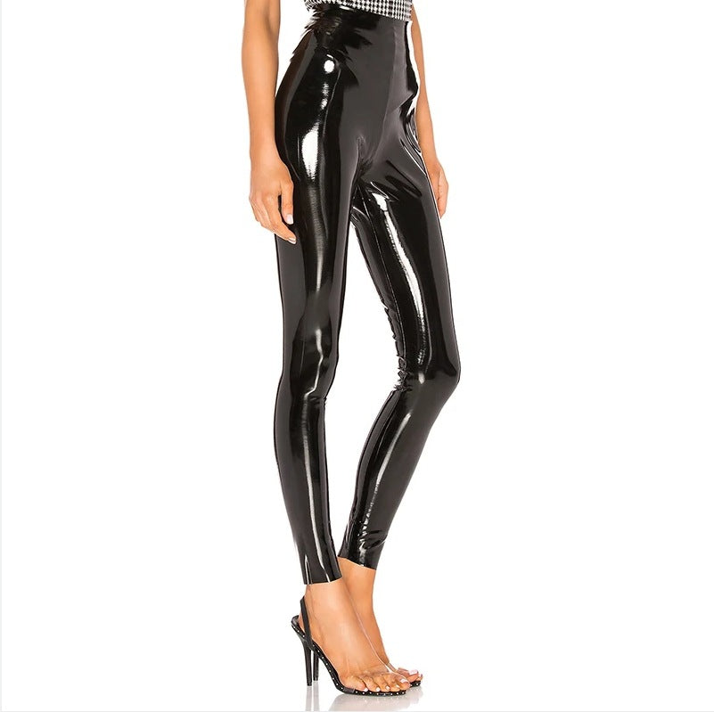 Cross-border Amazon Europe and America White Leather Pants Women's Cropped Pants Sexy PU Tight Slim Fit Summer Foreign Trade Hot Women's Clothing