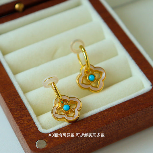 Four-Leaf Clover Shell Clip-On Earrings