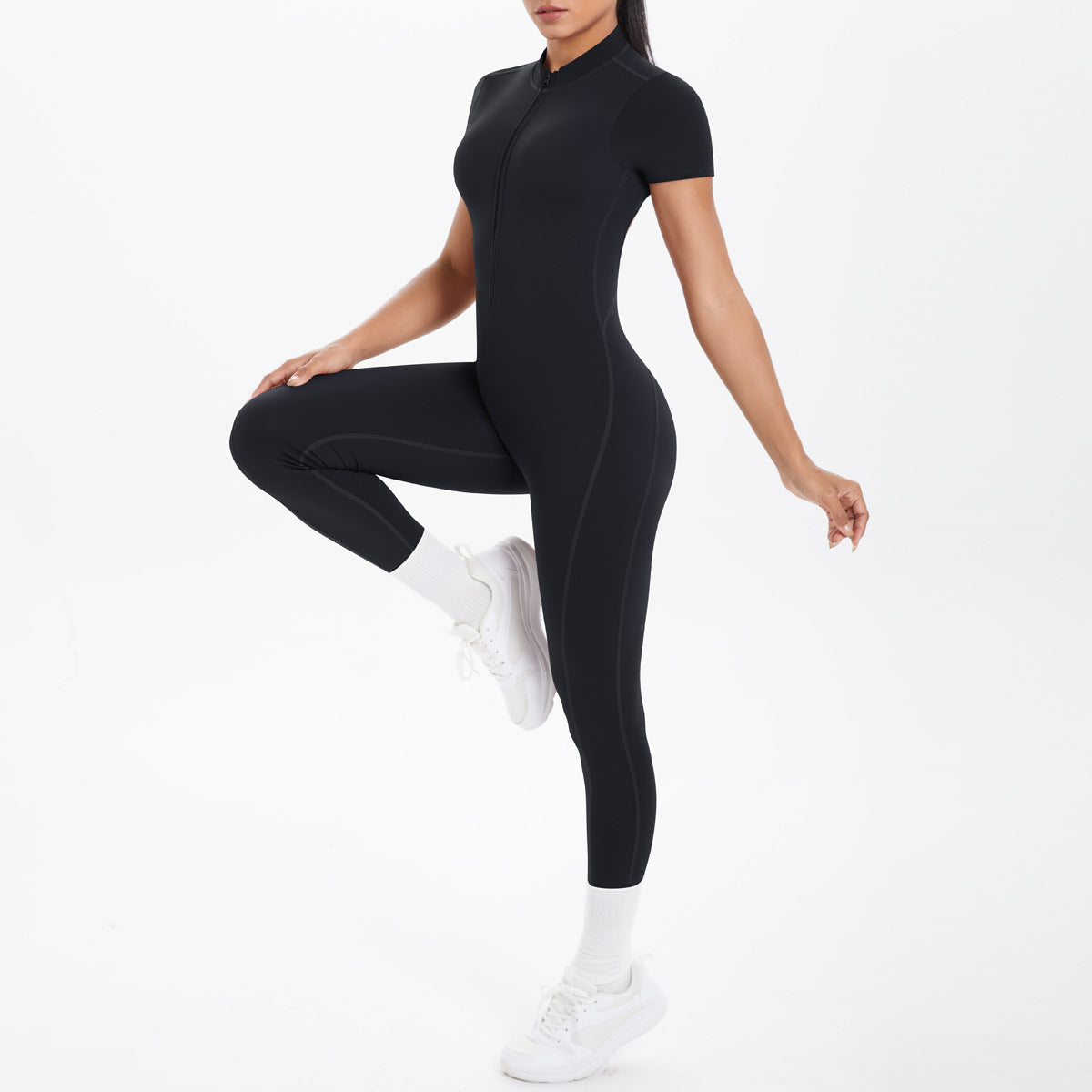 Sexy Backless Bodycon Scrunch Jumpsuit Raises Butt Women Dance Fitness Overalls Push Up With Chest Cushion Yoga Sport Jump Suit