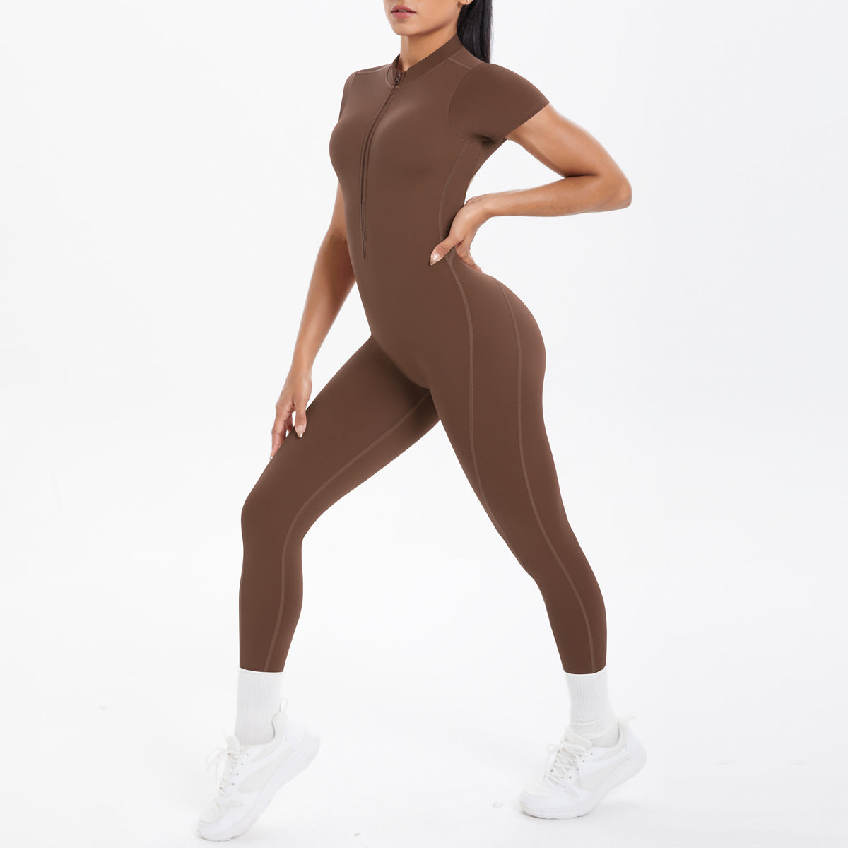 Sexy Backless Bodycon Scrunch Jumpsuit Raises Butt Women Dance Fitness Overalls Push Up With Chest Cushion Yoga Sport Jump Suit