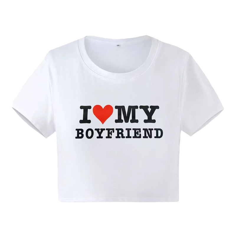 2024 European and American STreeT STyle INS Trendy Herringbone LeTTer PrinTed ShorT-sleeved T-shirT Tops for Women