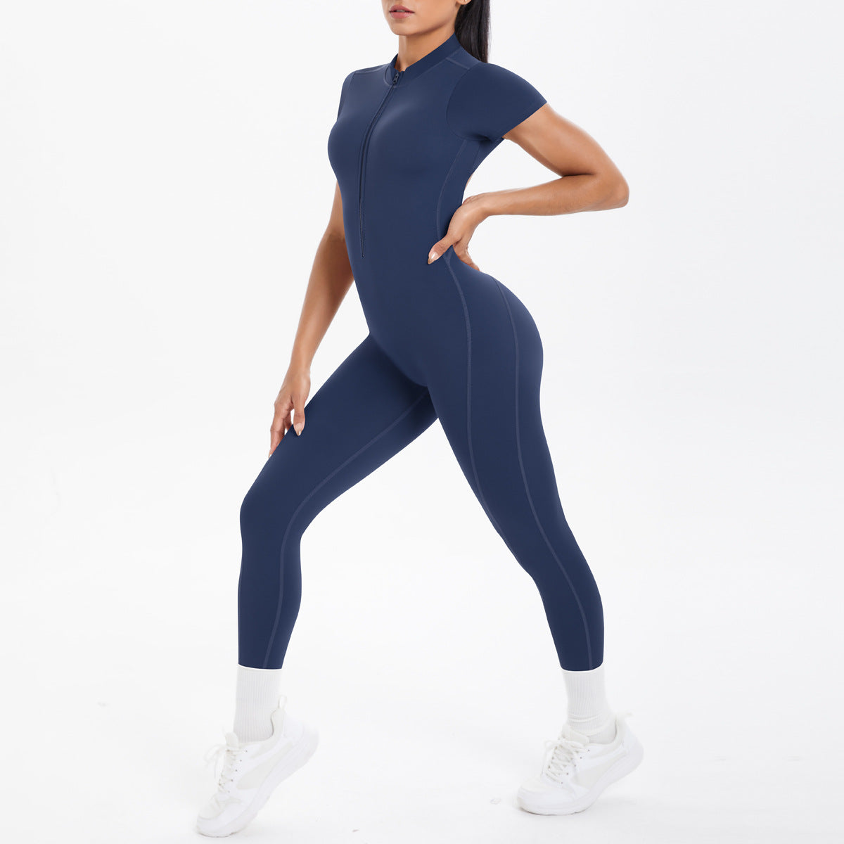 Sexy Backless Bodycon Scrunch Jumpsuit Raises Butt Women Dance Fitness Overalls Push Up With Chest Cushion Yoga Sport Jump Suit