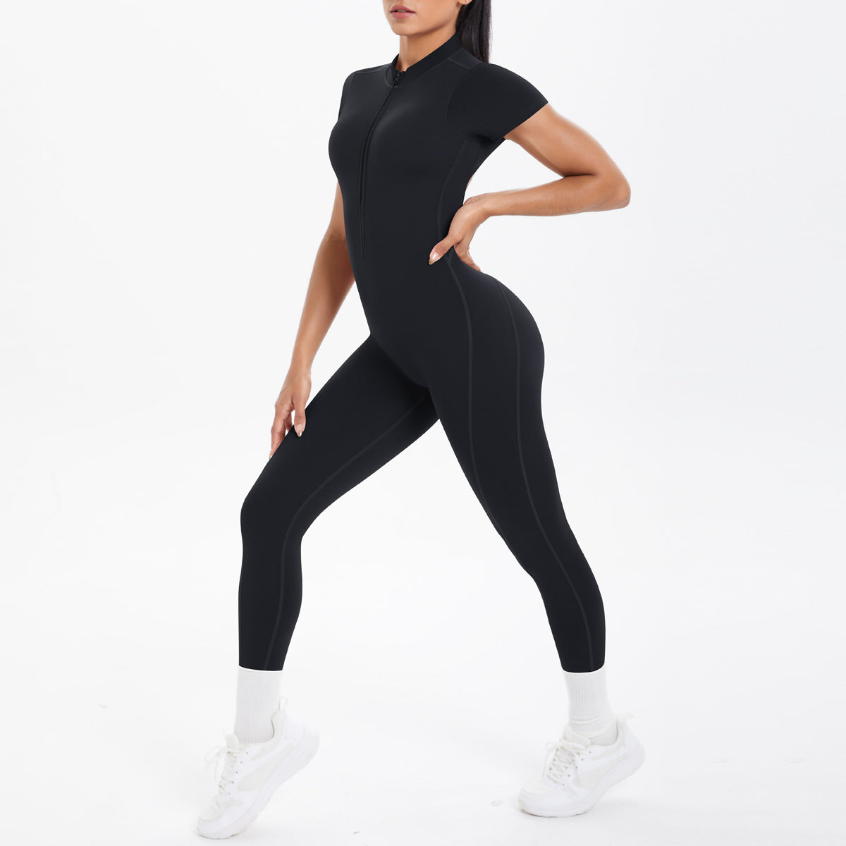 Sexy Backless Bodycon Scrunch Jumpsuit Raises Butt Women Dance Fitness Overalls Push Up With Chest Cushion Yoga Sport Jump Suit