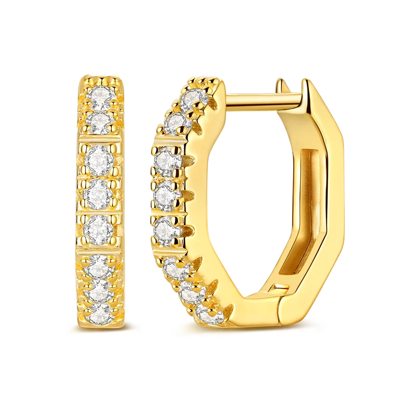 Fashion Gold ladies Hoop Earring 925 Sterling Silver Sparkling Zircon Round Ear Stud Earrings Fine Jewelry Lover Anniversary Gift