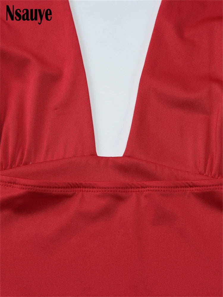 Nsauye Women Casual Clothes Halter Mini Skinny Low Cut Out Vest Tank Tops 2025 Summer Fashion Sexy Club Sleeveless Y2K Crop Tops