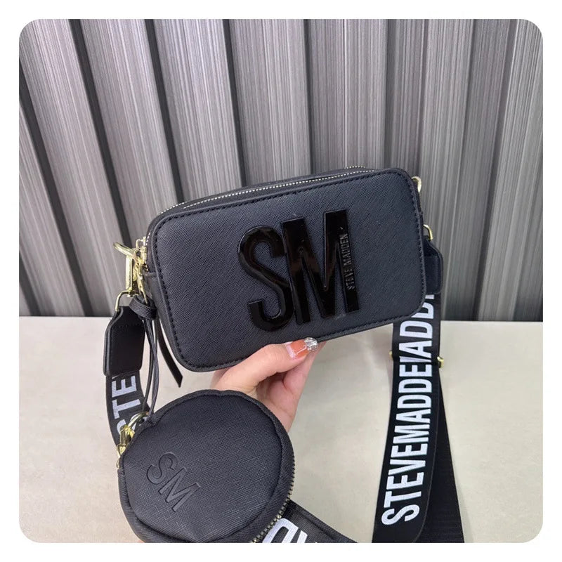 2024 Spring/Summer New Fashion Camera Bag with Wide Shoulder Strap, Lettering, Small Square Bag, Crossbody Bag