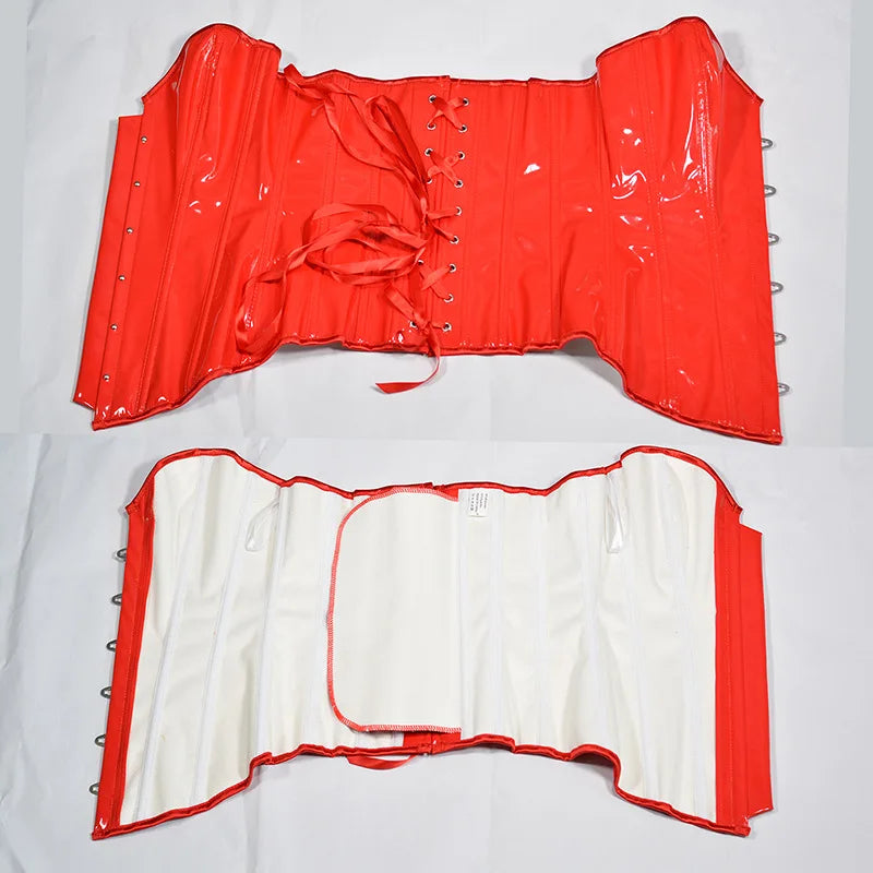 HLJ&GG Sexy Glossy Leather Corset Two Piece Sets Women Off Shoulder Slim Crop Top+Leopard Shorts Outfits Fashion Y2K Streetwear