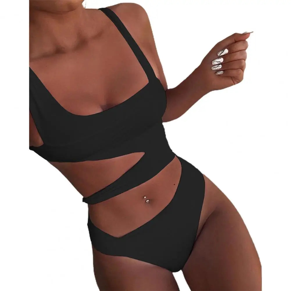 One Piece Women Swimsuit Sexy Stain Resistant Shoulder Strap Bikini Set Slim Fit Push Up Summer Beachwear For Holiday