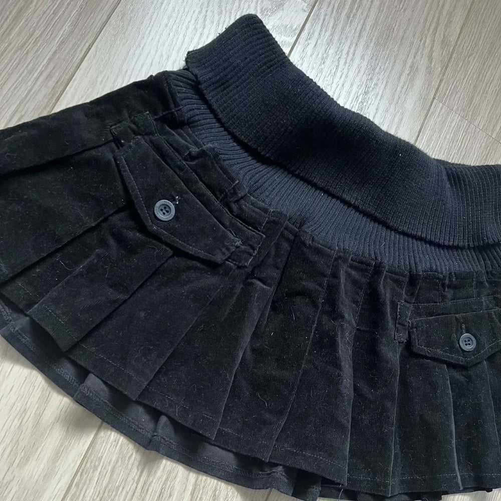 Y2k Retro Washed Camouflage Pattern Mini Skirt with High Waist and Hip Wrapped A Line Pleated Skirt Fashion Gothic jeans Skirts