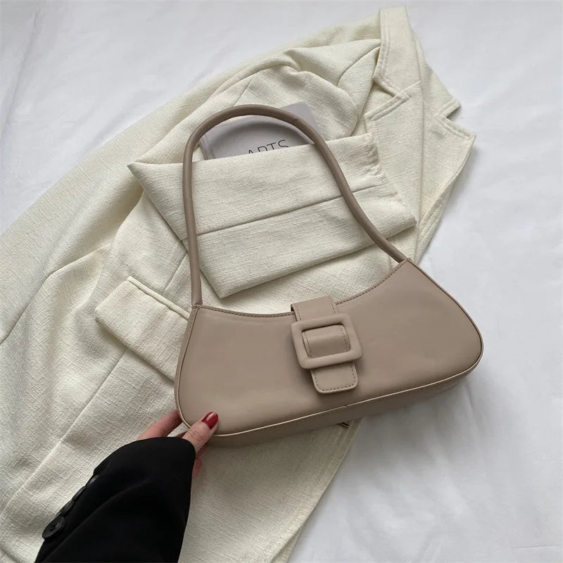 Fashion Solid Women's Shoulder Bag Artificial Leather Square Underarm Bags Ladies Handbags For Daily Used and Gift