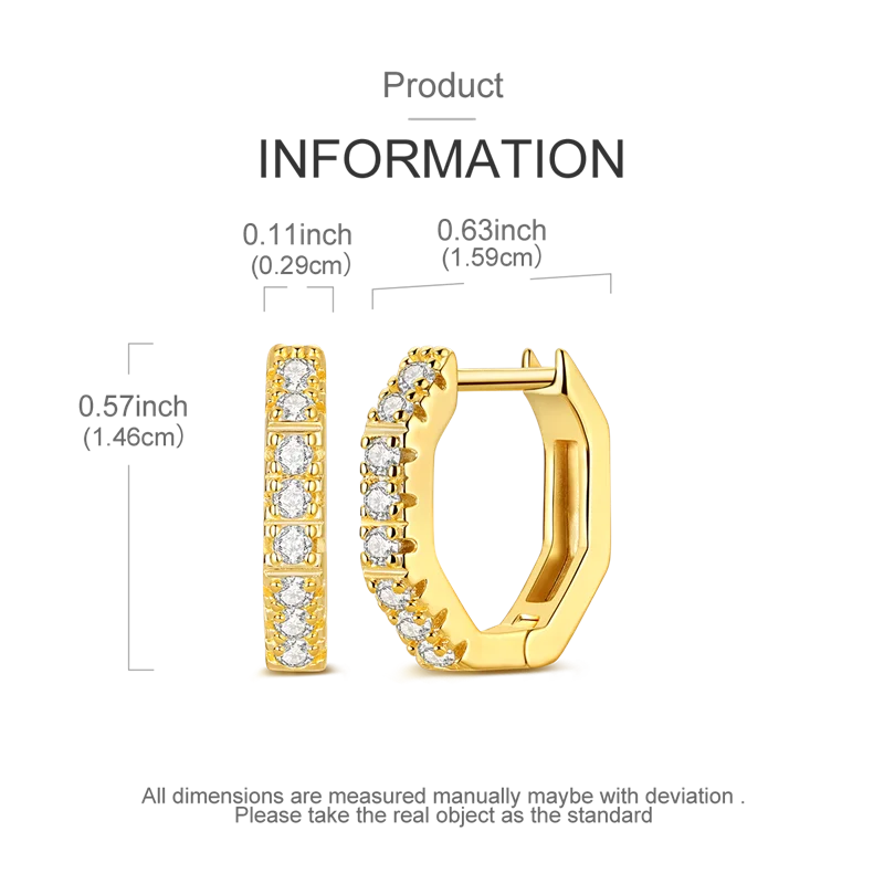 Fashion Gold ladies Hoop Earring 925 Sterling Silver Sparkling Zircon Round Ear Stud Earrings Fine Jewelry Lover Anniversary Gift