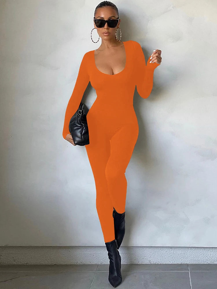 Dulzura Women 2024 Autumn Winter Long Sleeve Bodycon Streetwear Jumpsuit Overall One Piece Outfit Wholesale Items for Business