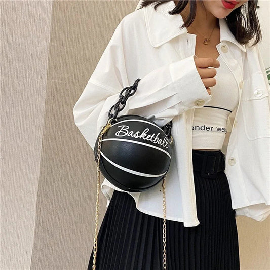 Fashion Chic Women Ball Handbag Round Basketball Football Shape Party bag Faux Leather Crossbody Girls Coin Purse Shoulder Bag
