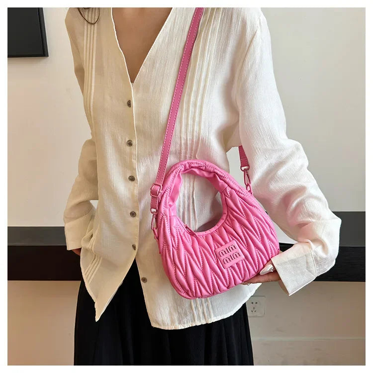 2025 New! Women's Niche Pleated Dumpling Bag – Mini Portable, Summer Trendy, Lightweight Fabric & Easy-Carry Messenger