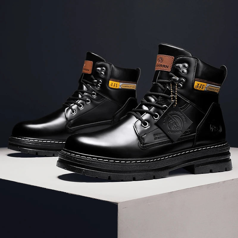 Lace-UP High Quality Fashion Man Outdoor Free Shipping 2024 New Footwear Male Brand Leather Shoes for Men Work Safety Mid-top