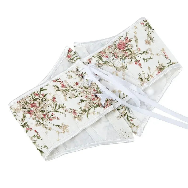Underbust Corset Sexy Women's Underwear Waist Slimming Body Shaper Bustier Top Floral Lace-up Korsett Shapewear Corselet Belt