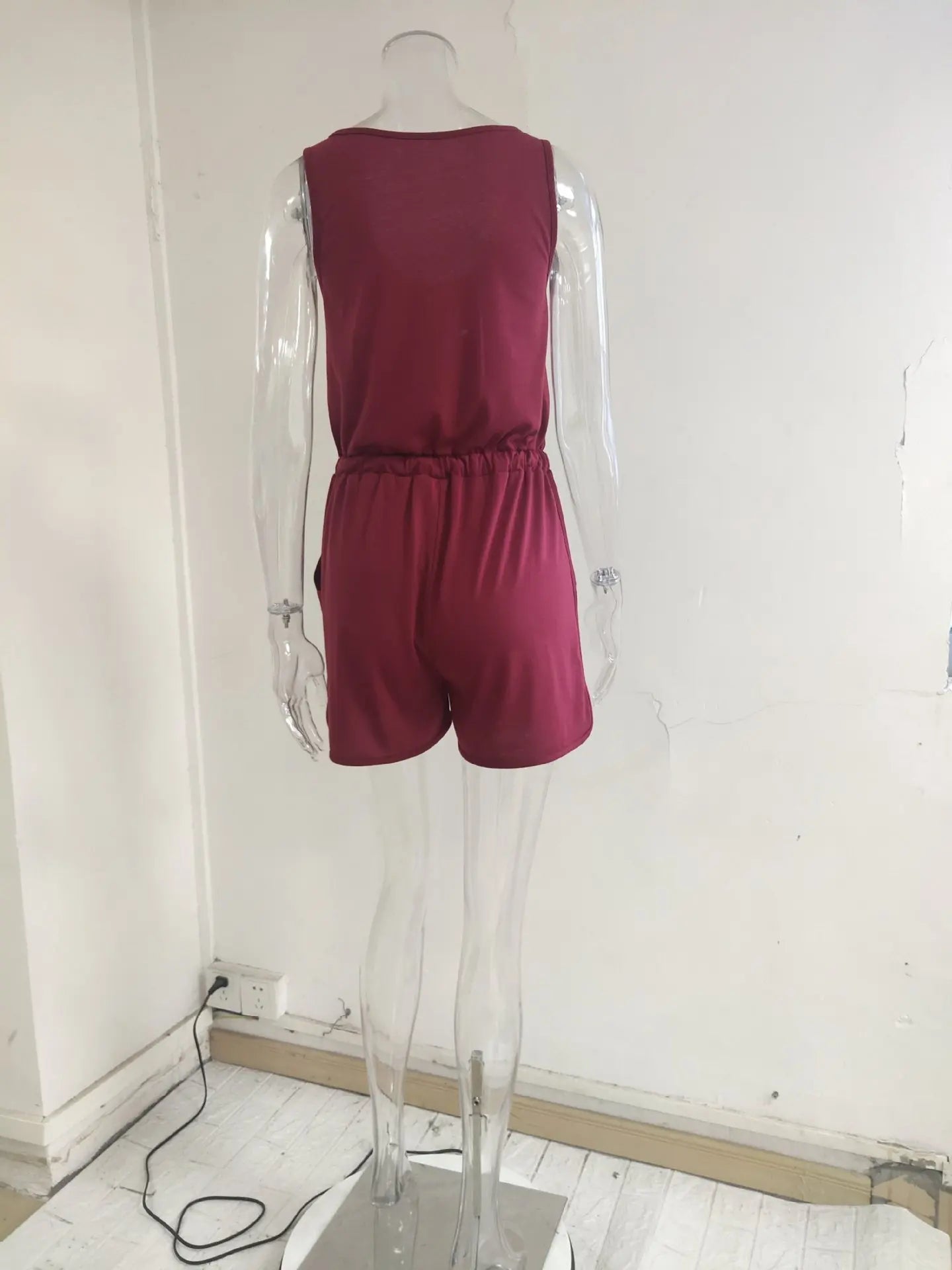 European and American Women's Summer Cross-Border New Sleeveless Jumpsuit With Waist Tied Casual Loose Wide leg Shorts