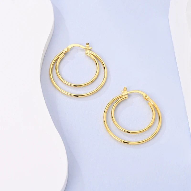 Fashion Gold ladies Hoop Earring 925 Sterling Silver Sparkling Zircon Round Ear Stud Earrings Fine Jewelry Lover Anniversary Gift