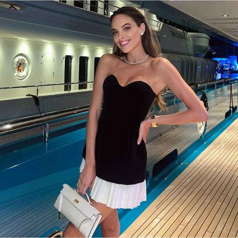 2025 Summer Luxurious Women Satin Party Evening Dress Elegant Sleeveless O Neck Bow Celebrity Guest Cocktail Dress