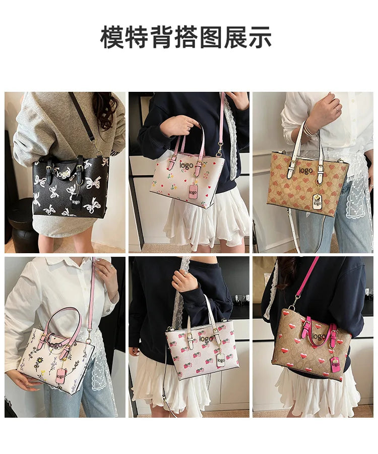 2025 Popular Classic Retro Tote Bag with Print, Shoulder Bag, Crossbody Bag, and Handheld Bag