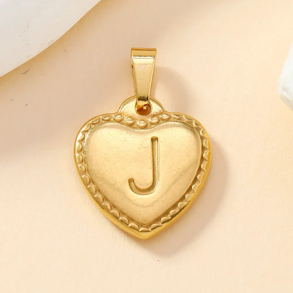 316L Stainless Steel Initial Necklace Letter Heart Pendant Chain For Women Name Jewelry Accessories