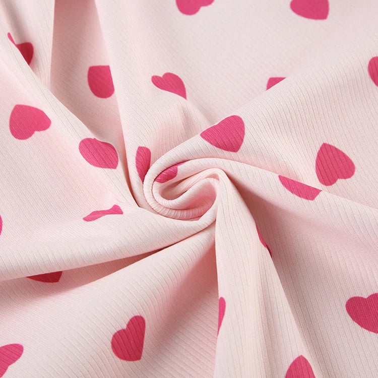STYLISH LADY Heart Printed 2 Piece Set Women Short Sleeve Crop Top and Shorts Suits 2025 Summer Valentine's Day Home Sleepwear