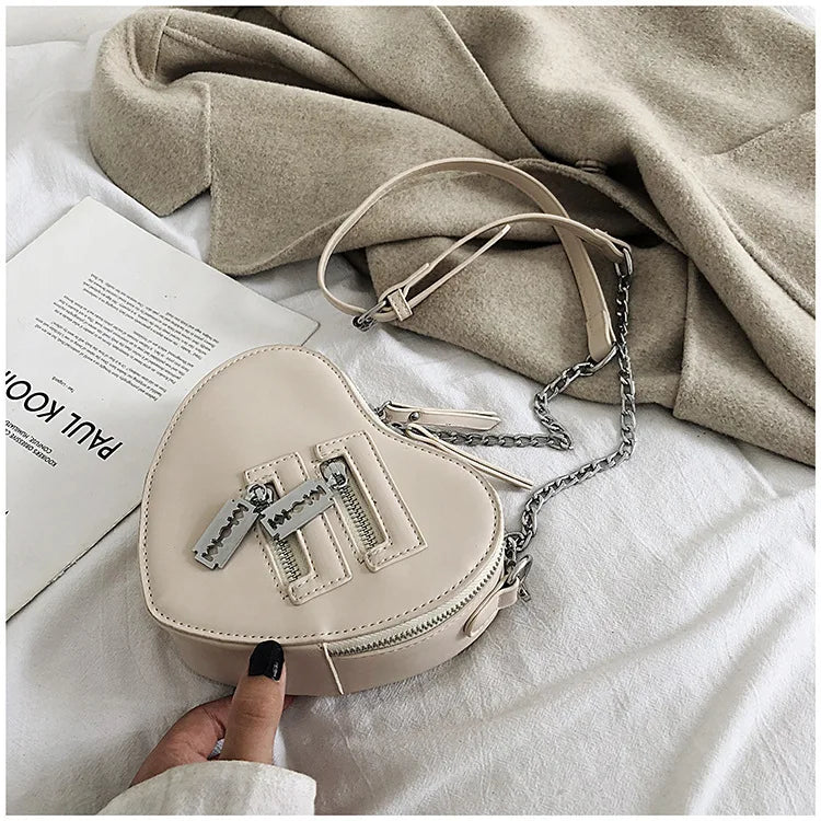 Gothic Heart Blade Zipper Chain Crossbody Bags for Women Girl Casual Shoulder Purses Handbags Techwear Summer Wallet Goth