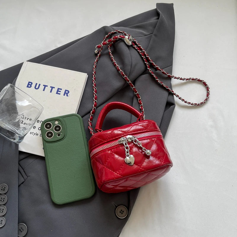 1 Piece of Pure Color Quilted Chain Bag, Versatile Shoulder Bag for Women, Hand-Held Crossbody Bag, Lipstick Small Square Bag