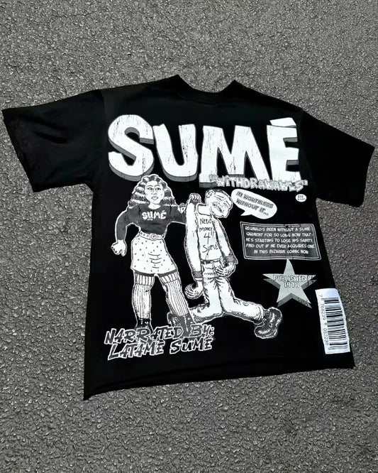 High Street Retro Fashion Anime Letter Print T-shirt for Men Y2k Goth Harajuku Hip Hop Fashion Couple Casual Oversized Shirt